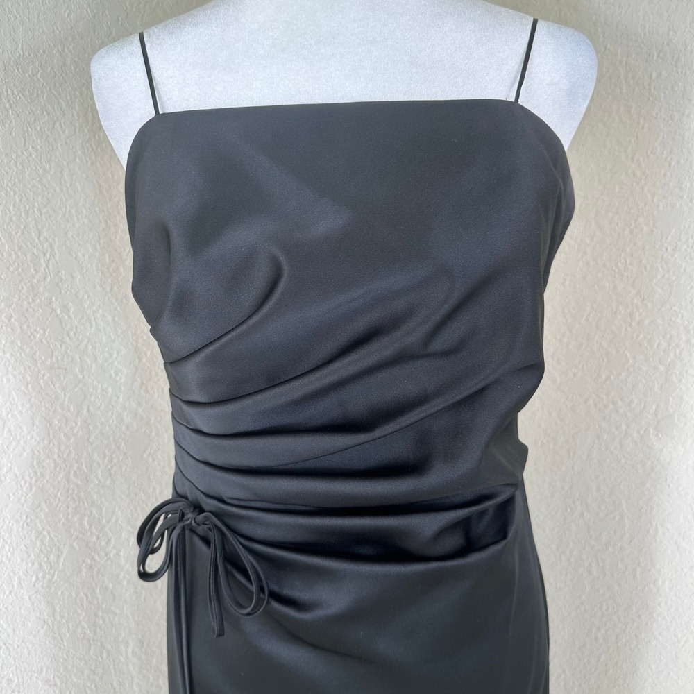A.B.S. by Allen Schwartz Evening Dress Women 8 Black Satin 90s Minimalist LBD